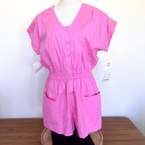 80's NWT LA BLANCA - Pink Romper - Size Medium - Picture 1 of 13